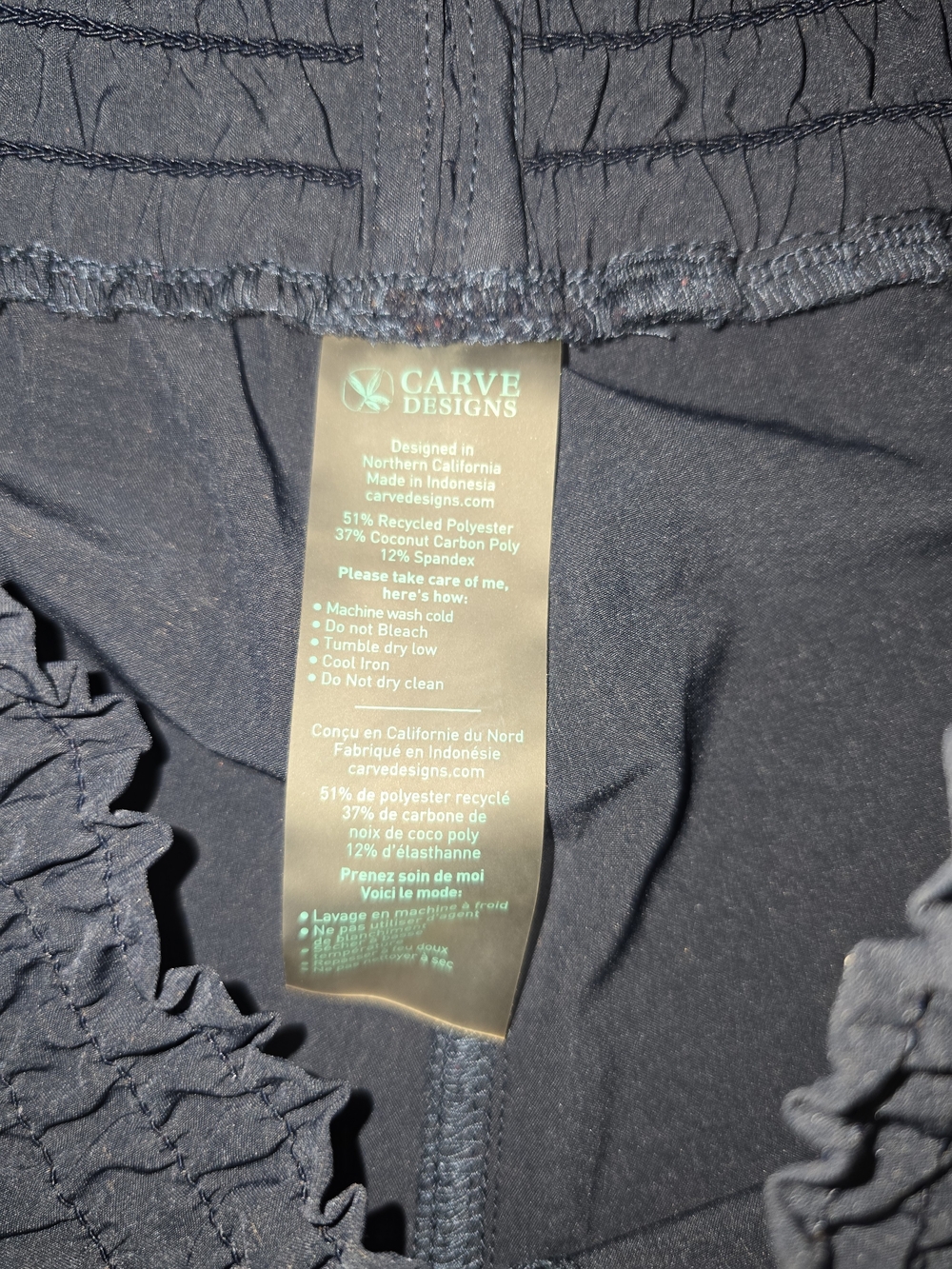 Carve Designs Navy Athletic Shorts Small Pockets Drawstring Waist - Picture 5 of 5